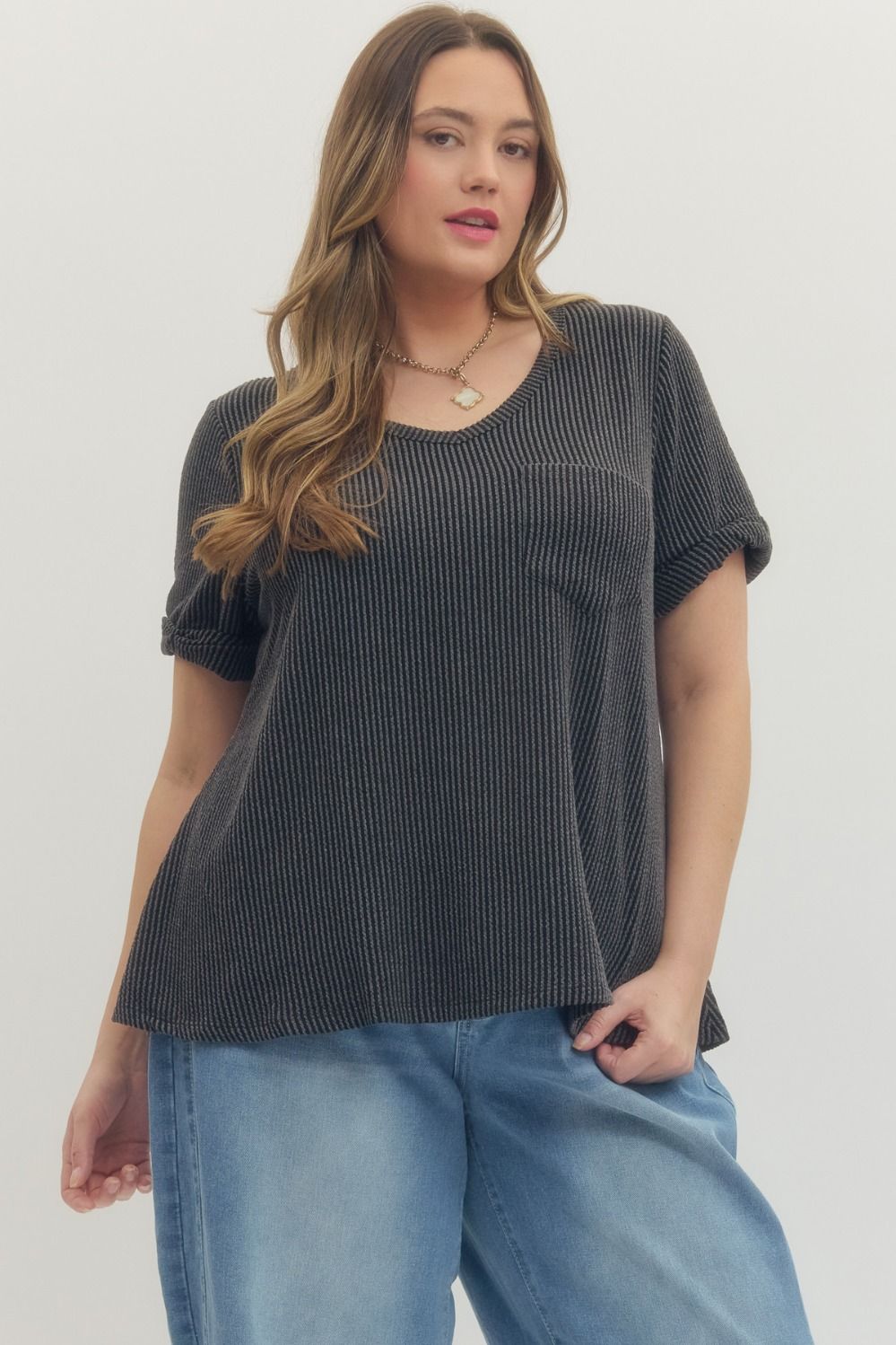 VNeck Ribbed Shirt