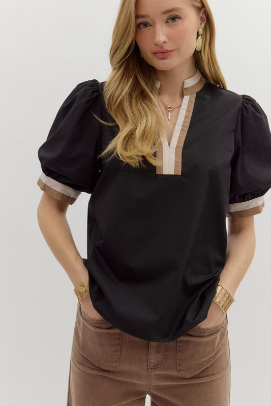 Black W/ Two Tone Trim Top S- 2X