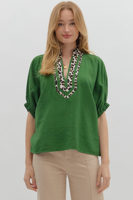 "Fern Green Cheetah" top